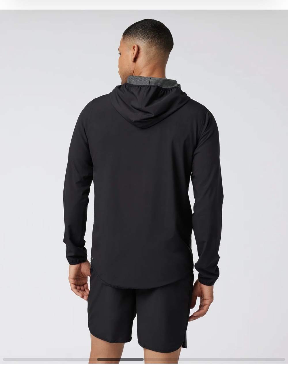 Vuori Outdoor Trainer Shell Black Mens Hooded Jacket Stretch Pockets Sz L - Picture 4 of 16
